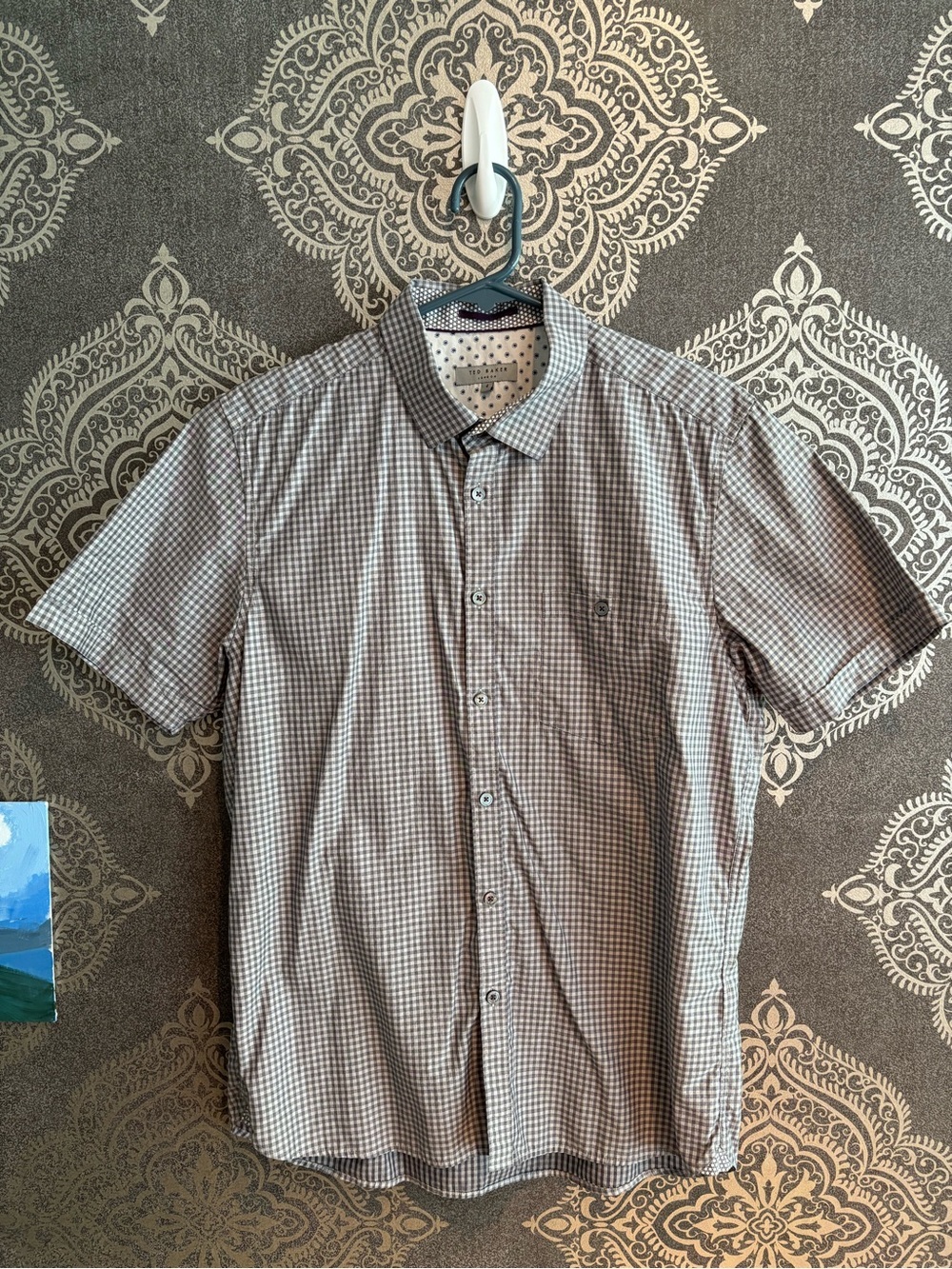 Ted Baker Small-Check Short-Sleeve Button-Down Shirt